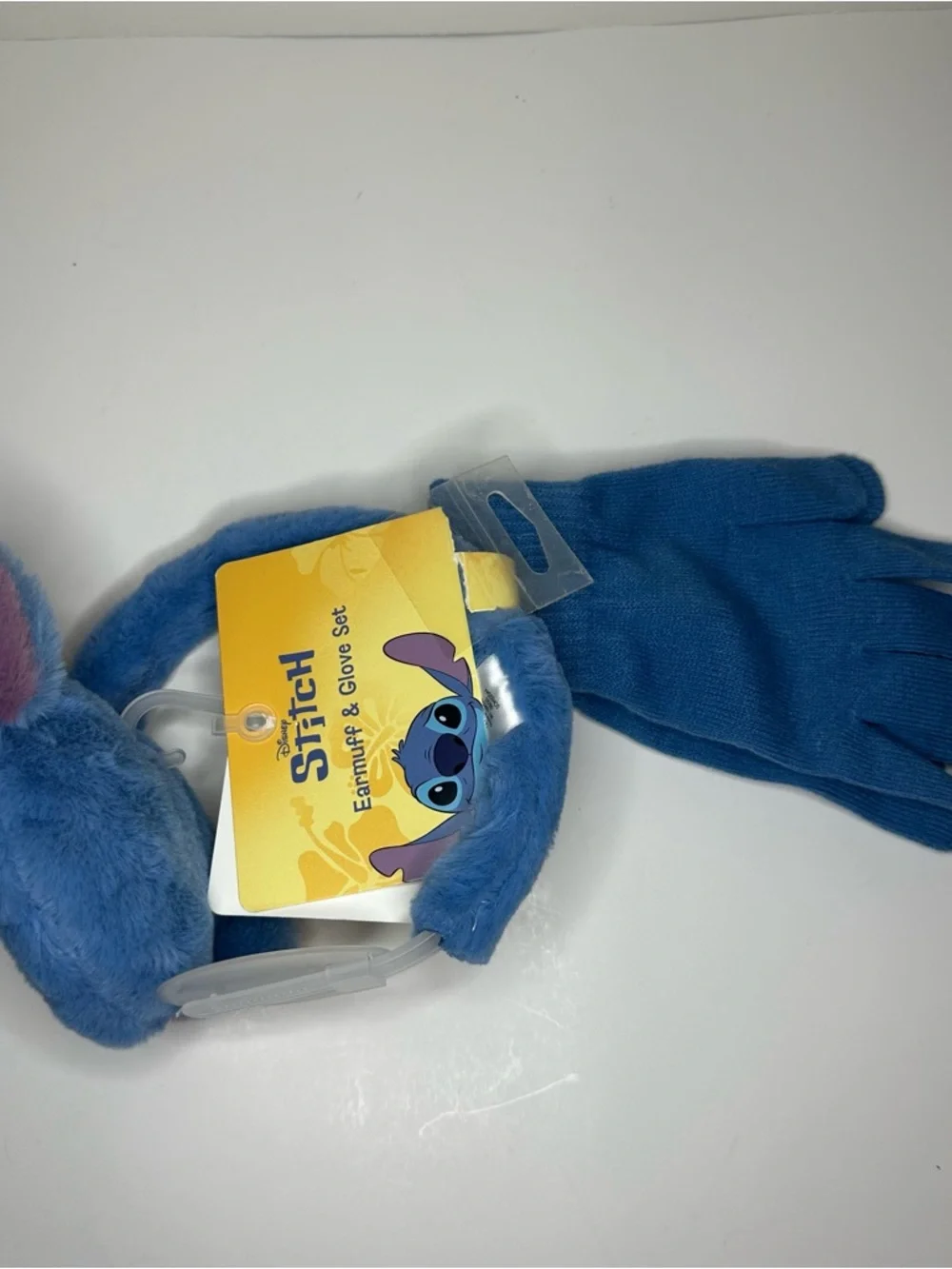 Disney Lilo & Stitch Stitch Face 3D Ear Muffs & Blue Gloves 2pc NEW (Damaged)